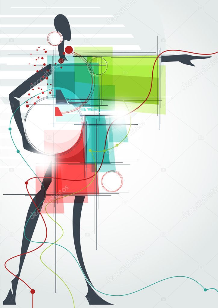 Fashion background. The abstract figure of a girl in a dress.
