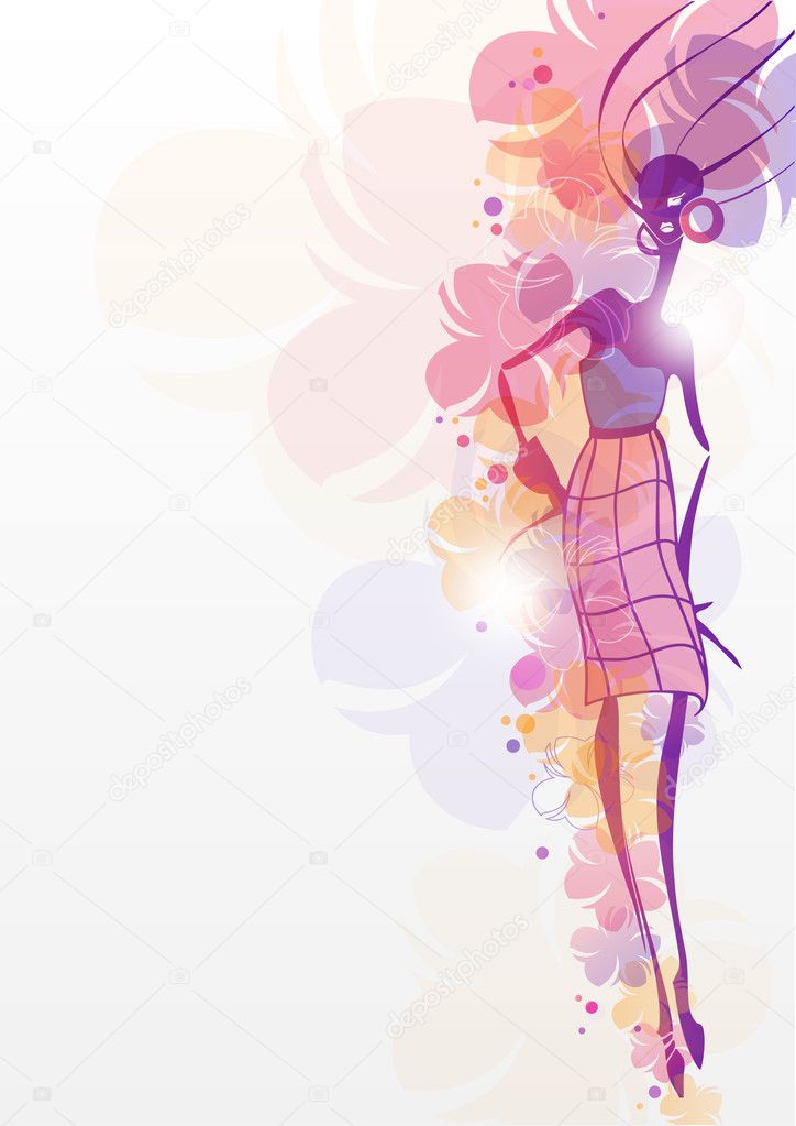 Girl with flowers. Fashion background