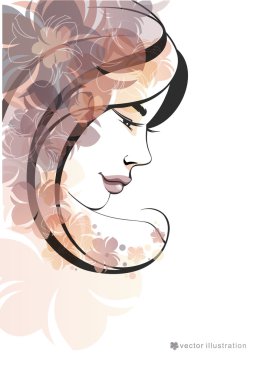 Girl and flowers. Fashion illustration clipart