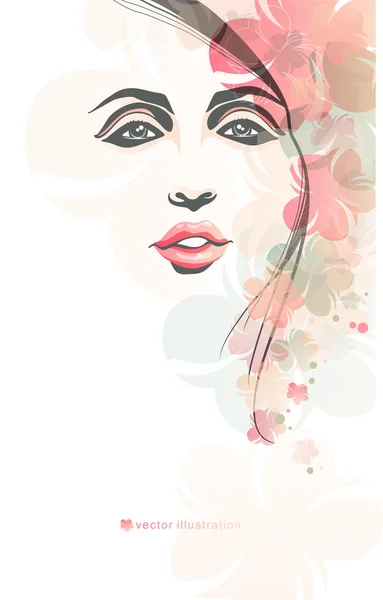 Fashion girl with flowers — Stock Vector