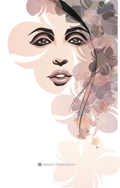 Girl and flowers. Fashion illustration — Stock Vector