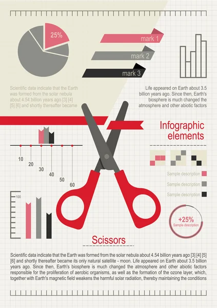 Infographics set. Cutting scissors — Stock Vector