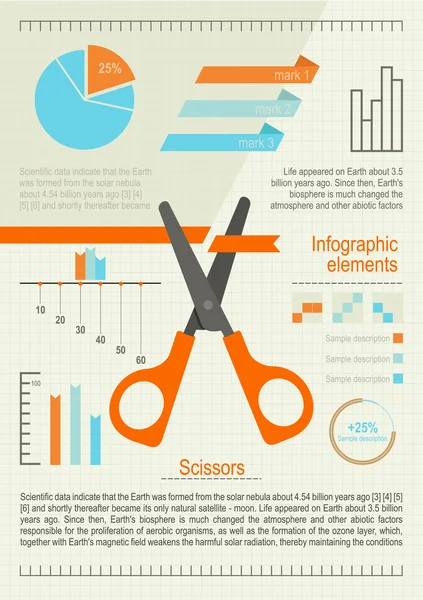 Vector set of infographic elements. Scissors — Stock Vector