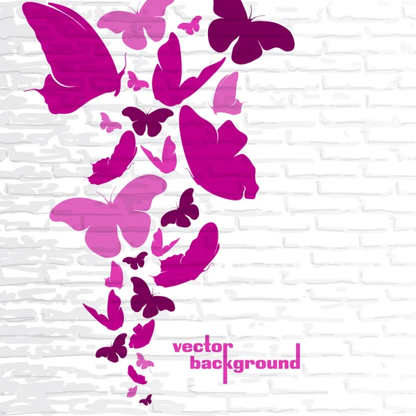 A fal alapon rózsaszín pillangók — Stock Vector