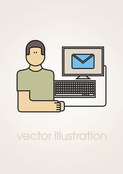 Hombre y ordenador. — Archivo Imágenes Vectoriales