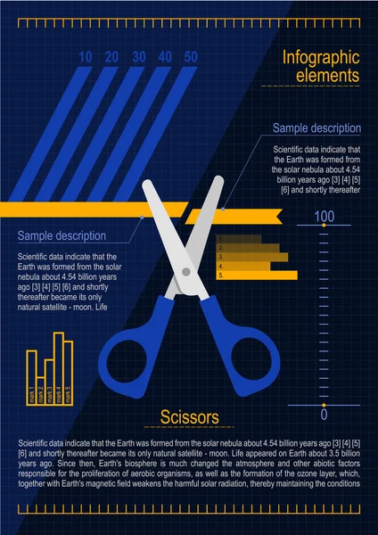 Prvky infografika s nůžkami — Stockový vektor