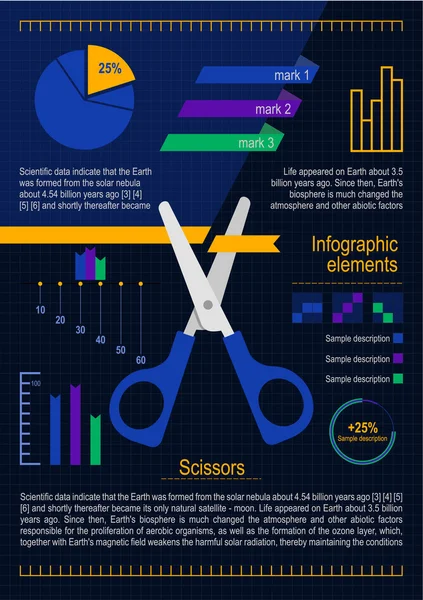 Prvky infografika s nůžkami — Stockový vektor