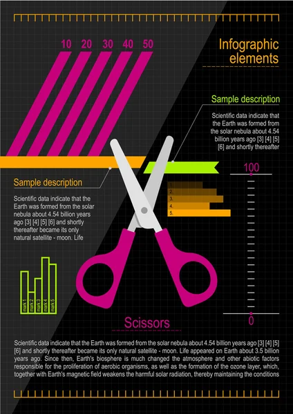 Infografiki elementy z nożyczkami — Wektor stockowy