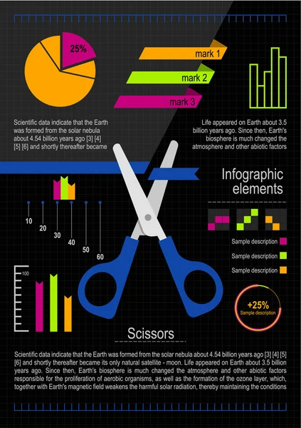 Infographics elements with a scissors — Stock Vector