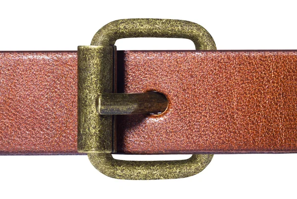 Macro of belt with gold buckle — Stock Photo, Image