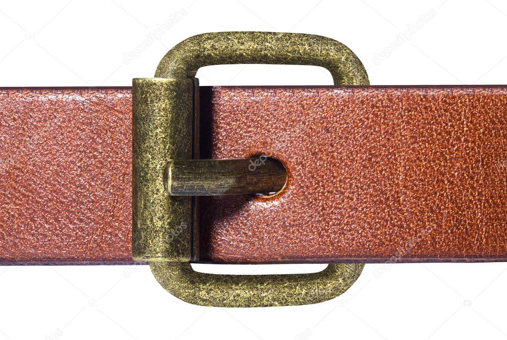 Macro of belt with gold buckle