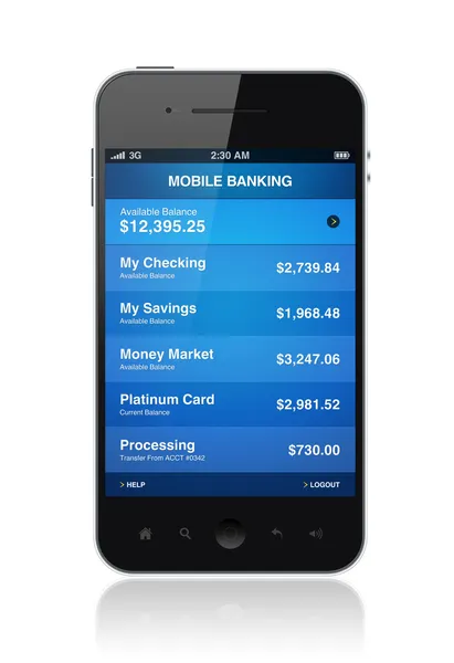 Elektronik bankacılık uygulaması ile cep telefonu — Stok fotoğraf