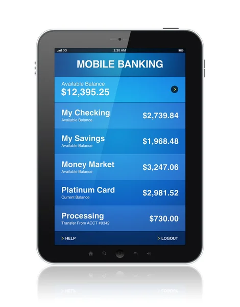 Services bancaires mobiles sur tablette numérique — Photo