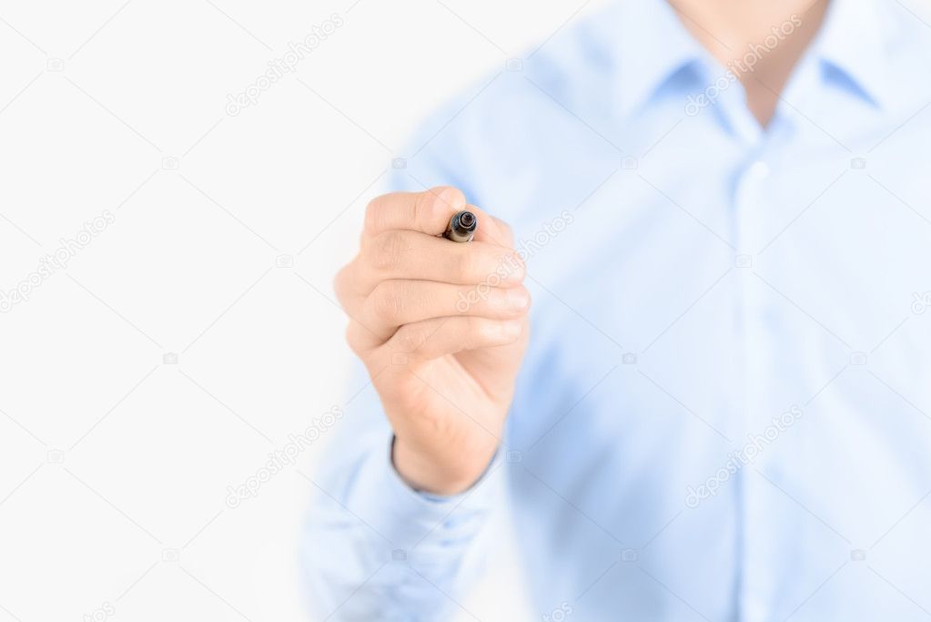 Businessman with pen isolated