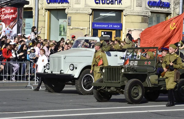 在圣彼得堡的胜利大游行 — 图库照片