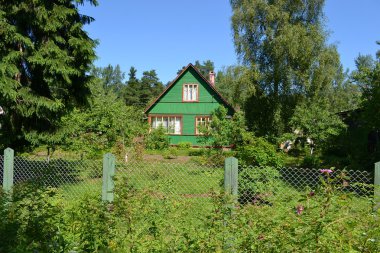 Summer landscape with rural house clipart