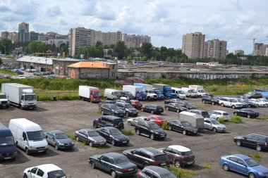 Parking on the outskirts of St. Petersburg clipart