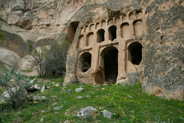 stock image Old greek church and caves in Turkey
