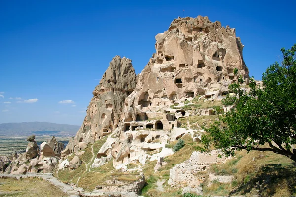 Famous town of Uchisar in Turkey — Stock Photo, Image