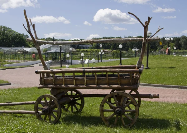 Trä vagn i trädgården — Stockfoto