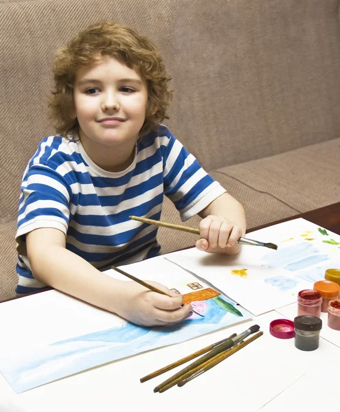 Chlapec malování — Stock fotografie