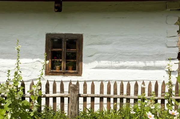 stock image Vintage looking window of an old wooden house