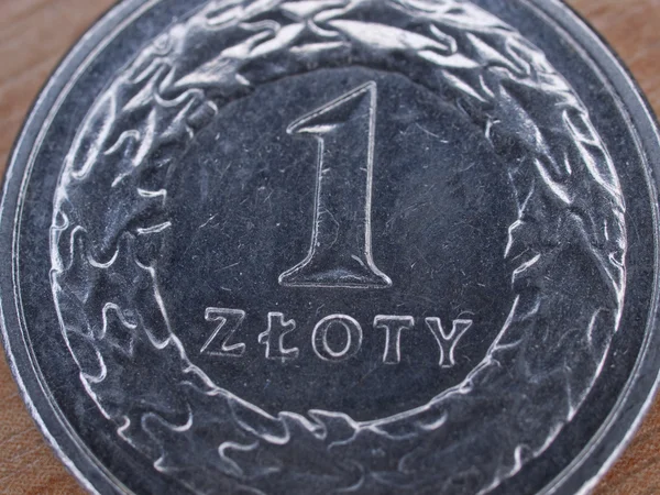 Zblízka polské měny - 1 Zlotý mince — Stock fotografie