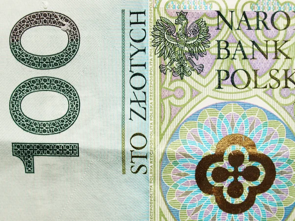 Close up of polish currency - 100 zloty note — Stock Photo, Image