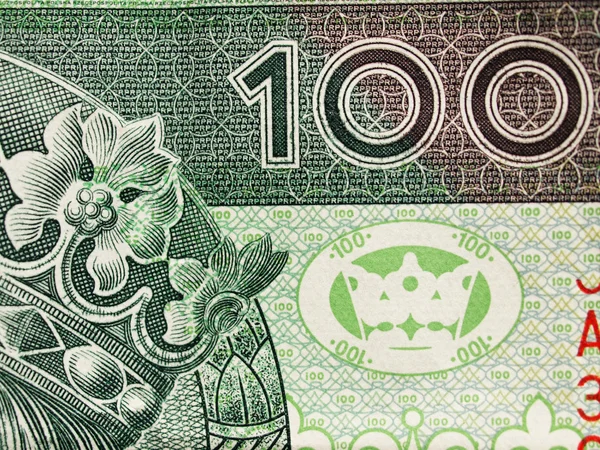 Крупним планом польська валюта - 100 злотих — стокове фото