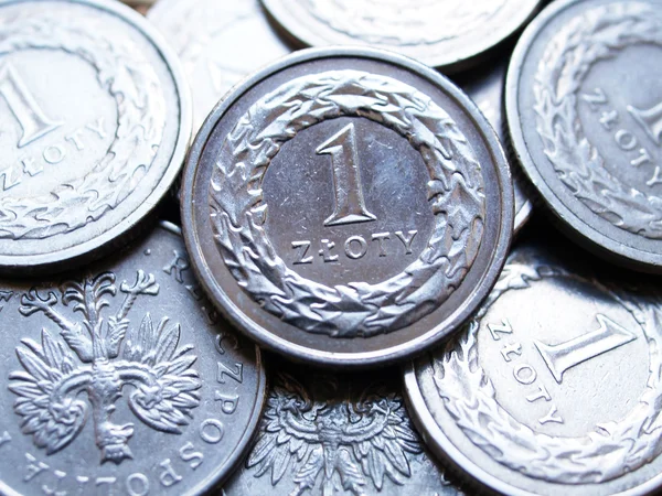 Gros plan de la monnaie polonaise - 1 pièce de monnaie zloty — Photo