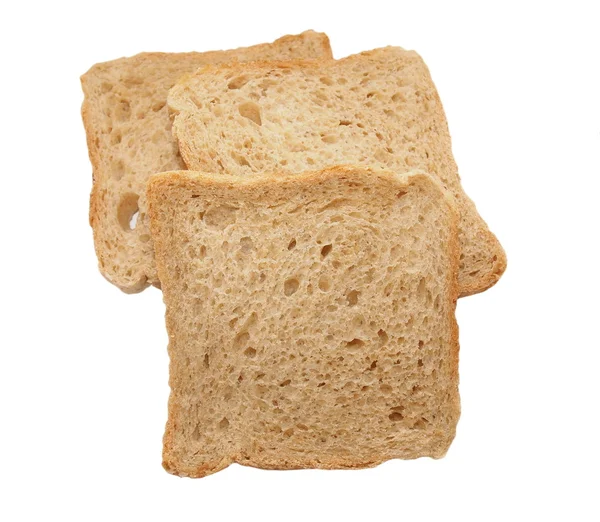 Brotscheiben isoliert auf weißem Hintergrund — Stockfoto
