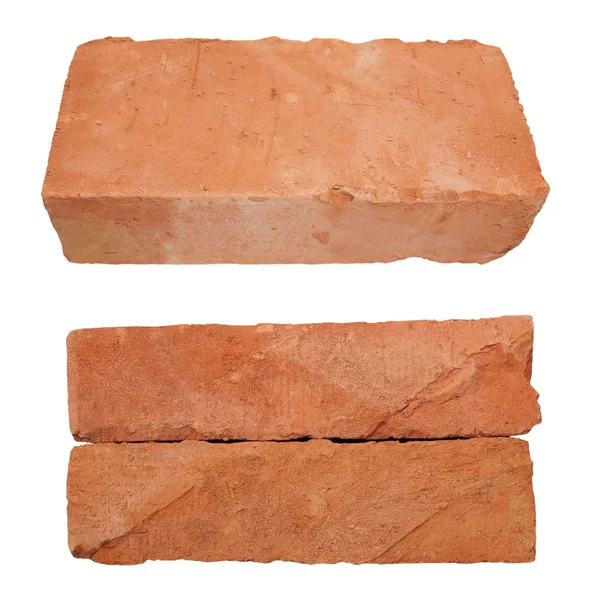 Old red brick isolated on white background — Stock Photo, Image