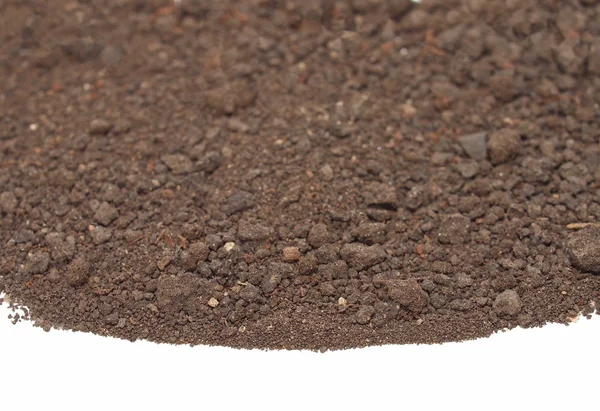 Macro pile dirt isolated on white background — Stock Photo, Image