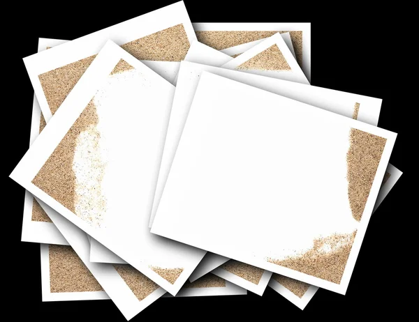 Empty photos with desert sand isolated on black backgrounds — Stock Photo, Image