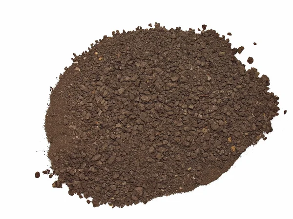 Macro pile dirt isolated on white background — Stock Photo, Image