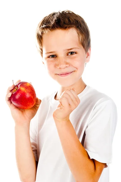 Niño pequeño con manzana —  Fotos de Stock