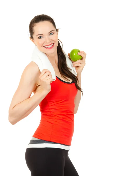 若いフィット リンゴを保持している女性 — ストック写真