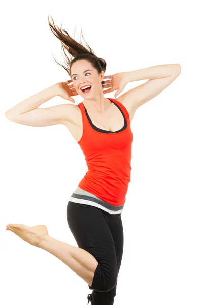 Güzel bir kadın aerobik yapmaya uygun — Stok fotoğraf