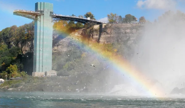 Rainbow at Niagara Falls Tower , View from Canada — Stock Photo, Image