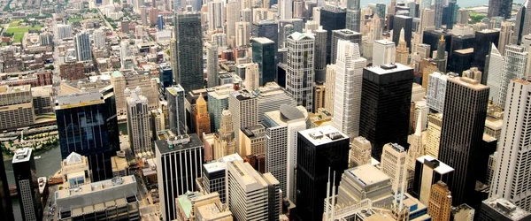 Edifícios High Rise no centro de Chicago Panorama, Illinois — Fotografia de Stock