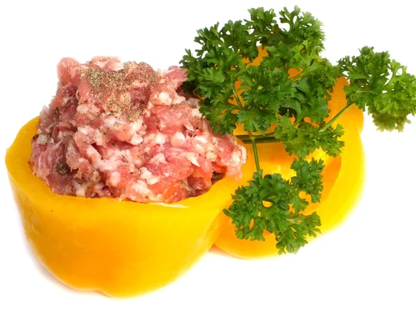 Con carne macinata cruda ripiena di pomodoro — Foto Stock