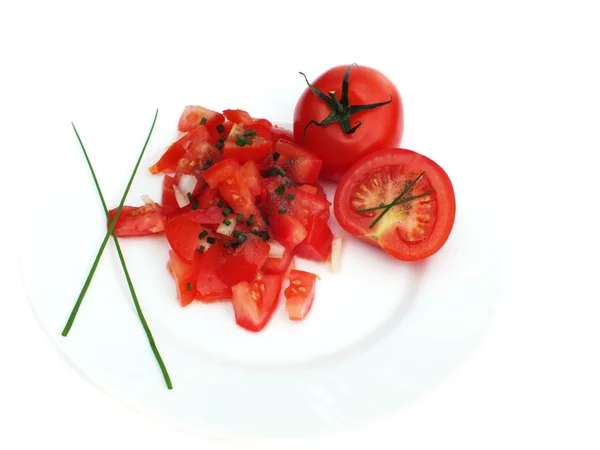 Tomato salad with chives and onion — Stock Photo, Image