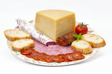 Spanish omelette with chorizo Iberico clipart