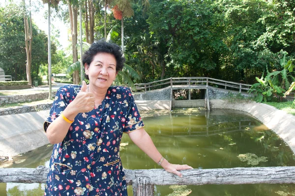 Asian senior woman in park — Stock Photo, Image