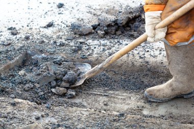 Pothole repairing works clipart