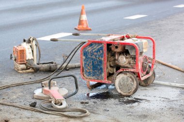 Work zone with special equipment tools clipart