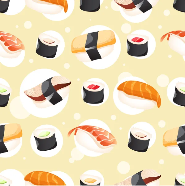 Seamless Pattern wihh different sushi — Stock Illustration Seamless Pattern wihh different sushi Royalty Free Stock Illustrations
