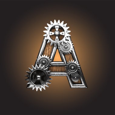 Vector metal figure with gearwheels