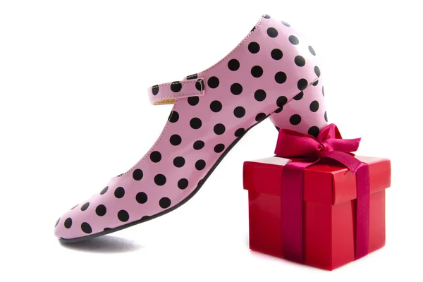 Shoe on gift — Stock Photo, Image