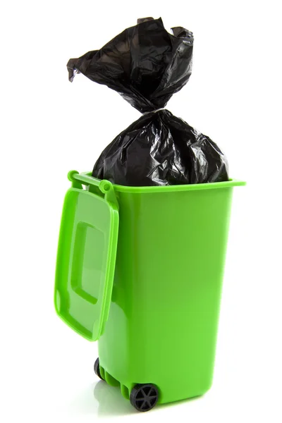Saco de lixo verde — Fotografia de Stock